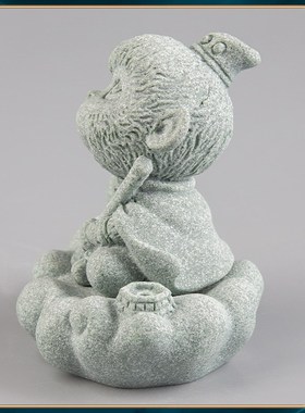 青砂石悟空祥云香插 中式国潮创意桌面茶宠摆件假山鱼缸造景