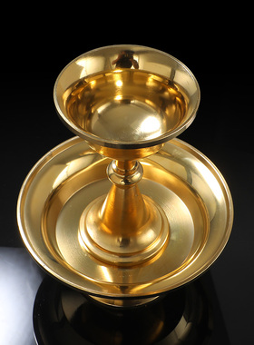 藏式纯铜护法杯大小号供水密宗用品具光面西藏供佛供杯水酒杯式