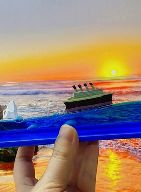 黑珍珠号漂流瓶游轮游体漂流瓶桌面永不沉没的小船桌面内摆件礼物