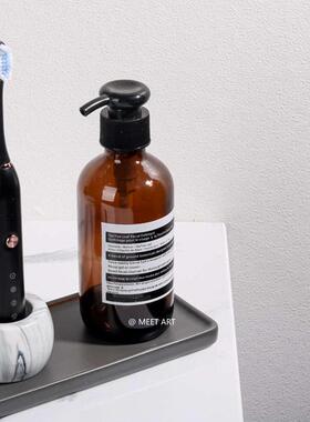 现代简约样板房卫生间装饰摆件窄牙刷台面陶瓷软装饰品卫浴托盘