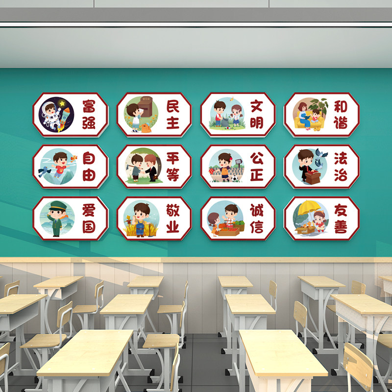 社会主义核心价值观墙贴幼儿园环创主题成品小学班级布置教室装饰,淘宝优惠券,粉丝福利购,淘宝优惠卷