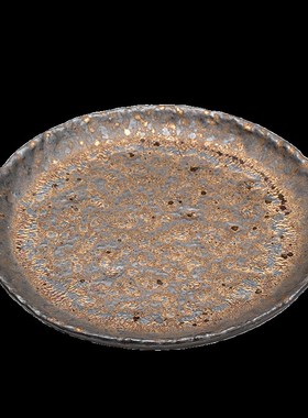 侘寂风鎏金圆石趣盘干泡台圆形托盘民宿茶具茶道装饰摆件点心盘