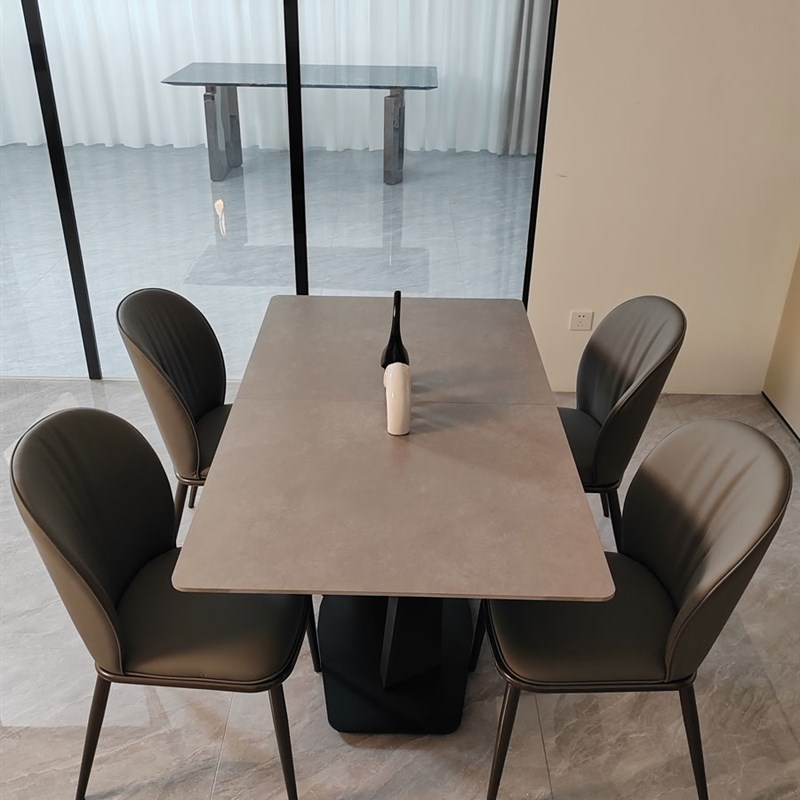 岩板餐桌可伸缩长方形家用1.2米小户型现代简约2023新款折叠饭桌 - 图2