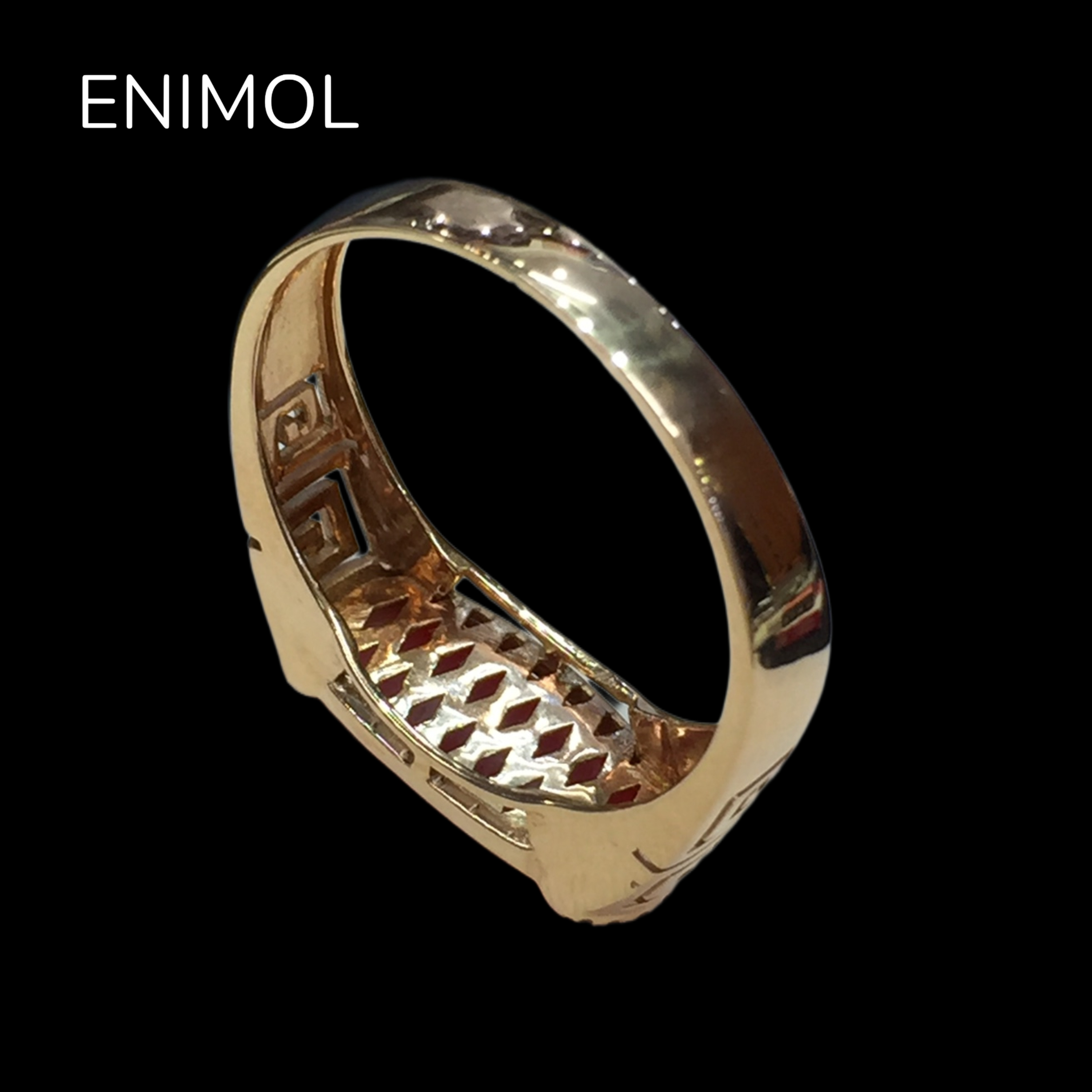 ENIMOL Aka red coral men's diamond ring with certificate