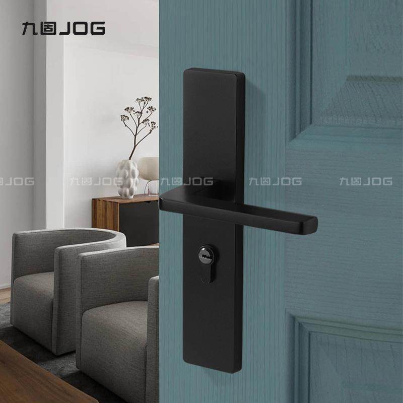 九固现代简约锌合金室内木门静音面板锁黑色家用加厚连体卧室门锁,淘宝优惠券,粉丝福利购,淘宝优惠卷