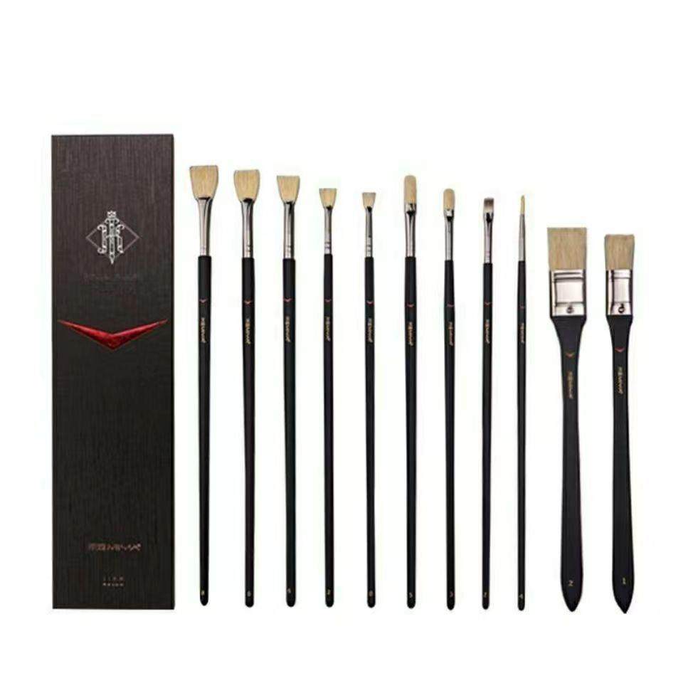 米娅黑骑士水粉笔套装美术生联考画笔猪鬃扇形笔色彩笔勾线笔笔刷,淘宝优惠券,粉丝福利购,淘宝优惠卷