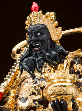 黄铜武财神赵公明神像居家摆件正财神赵公元帅财神骑虎像家用供奉