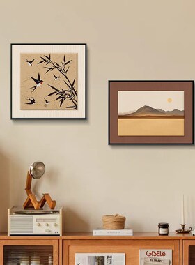 法式客餐厅床头正对门壁画装饰画中古风小众艺术挂画新款高级感