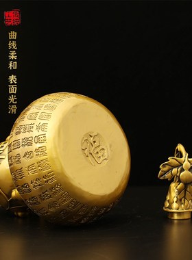 铜葫芦摆件黄铜大号小号空心开口百福禄客厅装饰品家居玄关大葫芦