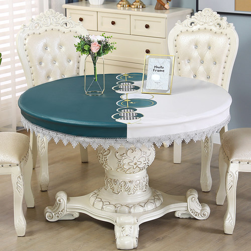 圆形桌布防水防油防烫免洗pvc皮桌垫酒店家用饭店圆桌餐桌布桌布 - 图0