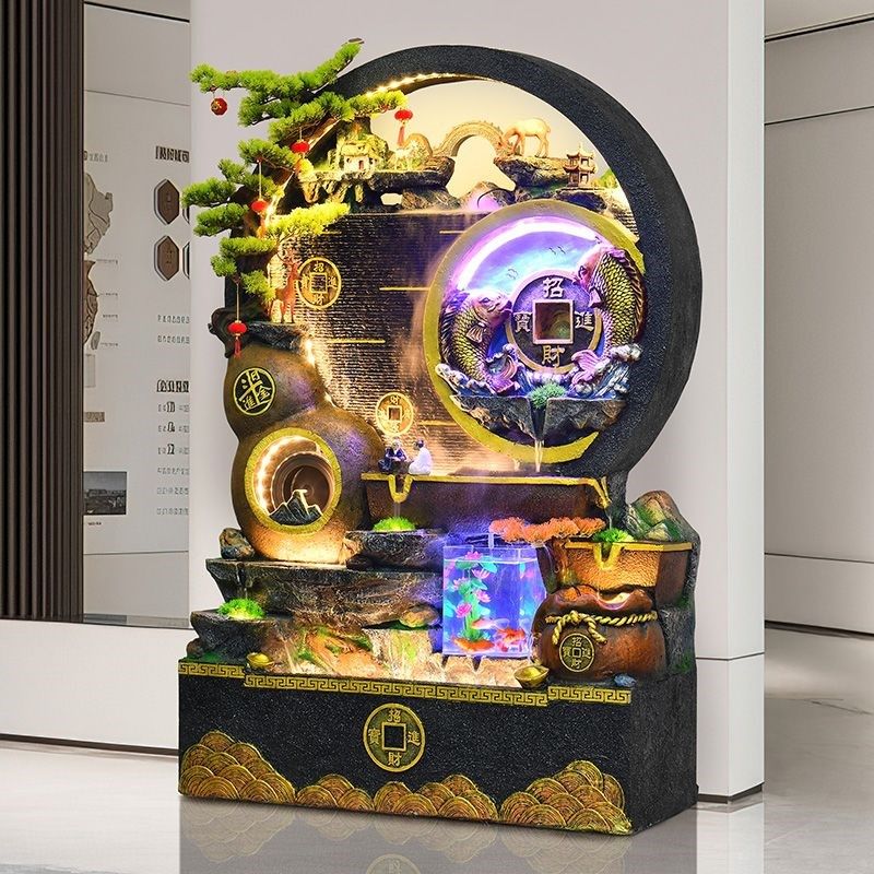 2024假山流水喷泉水幕墙流水屏风客厅阳台庭院公司开业景观摆件,淘宝优惠券,粉丝福利购,淘宝优惠卷