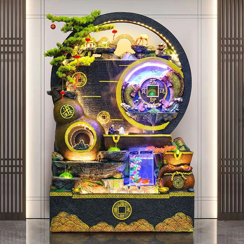 2024假山流水喷泉水幕墙流水屏风客厅阳台庭院公司开业景观摆件,淘宝优惠券,粉丝福利购,淘宝优惠卷