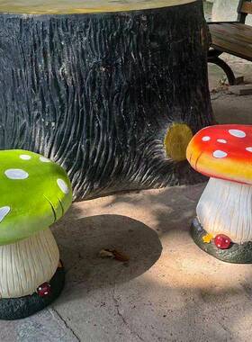 户外花UHV庭院装树脂装饰摆件仿真蘑菇凳子家居别墅庭阳台园院饰