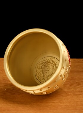 日进斗金聚宝盆黄铜米缸百福金蟾小铜盆客厅家居工艺品店铺装饰