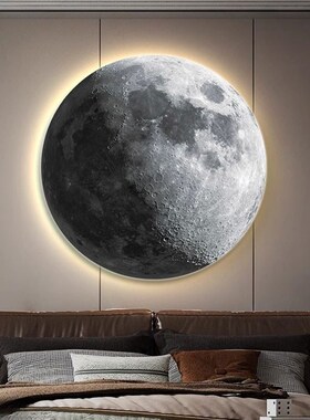LED氛围灯月球圆形装饰画高级感玄关走廊过道壁灯客厅灯光画挂画