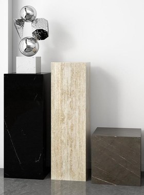 黑白根黑色大理石雕塑底座定制售楼部展示台商场石墩落地基座摆件