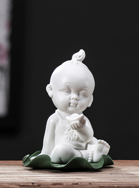 创意手工陶瓷人物早生贵子宝宝金童玉女婚庆礼品善财童子家居摆件