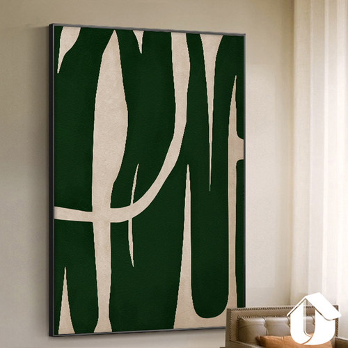墨绿色侘寂风客厅挂画艺术玄关抽象现代大幅简约画装饰画沙发落地 - 图0