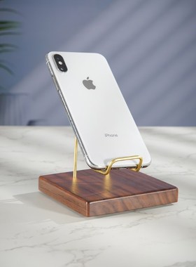 奇石头黑胡桃木底座黄铜水晶吊坠展示架摆放饰品架多功能底座托盘