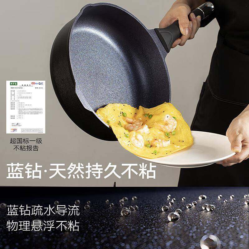 sowe素味钛钻无涂层平底锅不粘锅牛排家用通用炒菜锅加深煎锅,淘宝优惠券,粉丝福利购,淘宝优惠卷