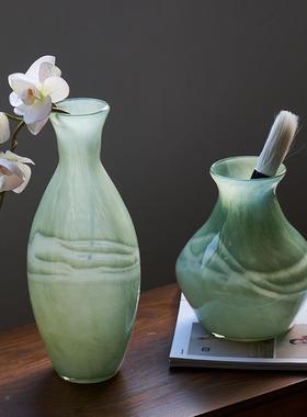 现BX8-24-0代简翡翠绿云纹工玄创意花瓶鲜花手餐桌关居家吊约钟马