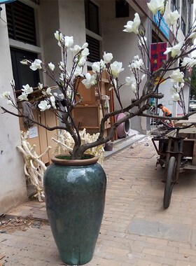 仿真玉兰花树店铺橱窗装饰吊顶造型树枝阳台客厅花艺落地枯树摆件