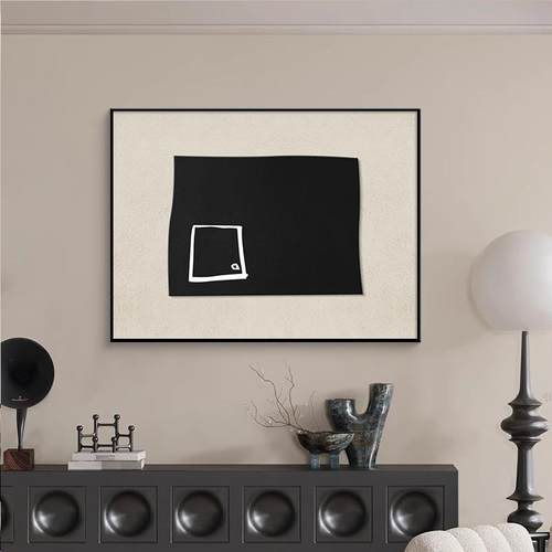 黑极简表箱2装饰画白02ltao10035现代简约配电箱挂画感电电表箱盒 - 图2