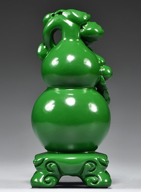 绿色实木质雕刻葫芦摆件大号葫芦客厅家居玄关装饰摆设红木工艺品