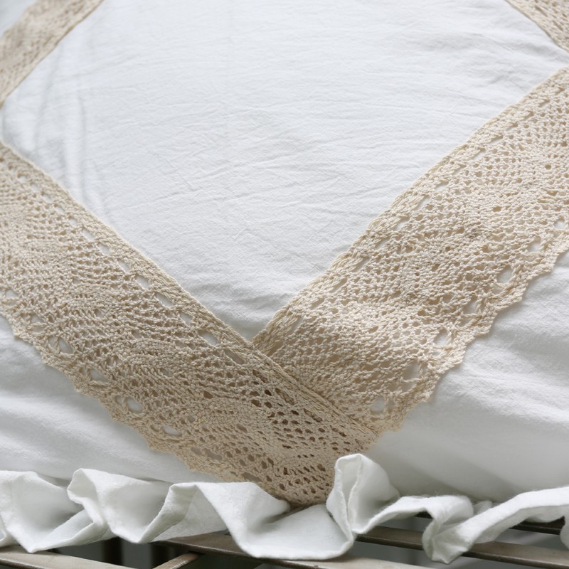 鸢尾乡旅法式乡村风格白色棉布大荷叶边抱枕靠垫沙发枕车用飘窗 - 图2