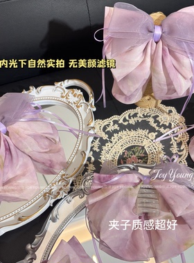 【紫烟绿雾】超仙网纱大蝴蝶结飘带马尾抓夹搭配裙子气质温柔抓夹