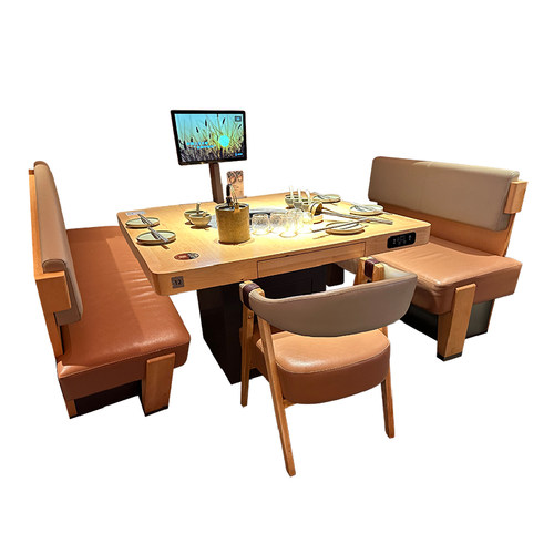 火锅桌子商用电磁炉涮烤一体烧烤店桌椅组合餐厅无烟不锈钢烤肉桌 - 图3