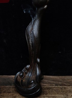 铸铁材质水波纹荷叶莲子倒流香熏炉复古怀旧雅居文房茶社实用收藏