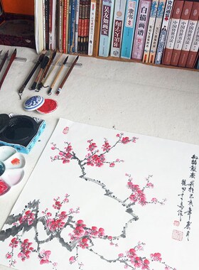 国画梅花实木装裱纯手绘真迹客厅装饰画写意花鸟画定制卧室水墨画