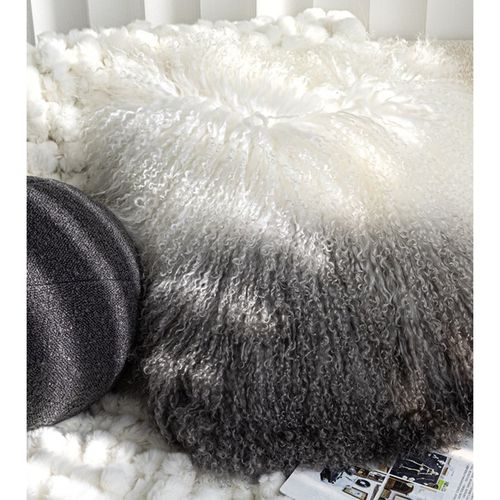 现代简约高级黑白色牛皮羊毛拼接抱枕客厅沙发样板间卧室民宿靠枕 - 图2