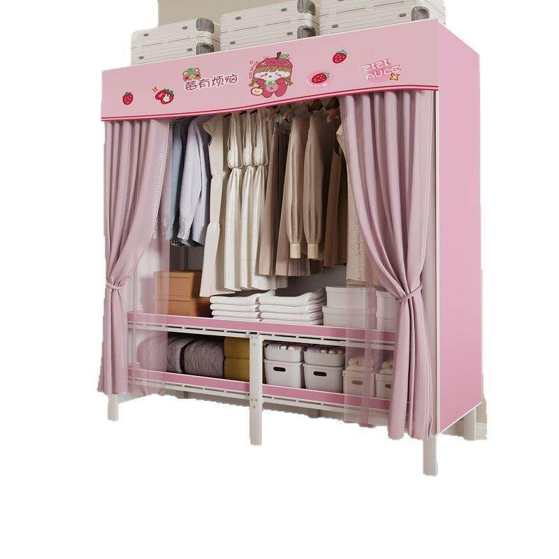 简衣柜租房家出用卧免室全易钢架小RMQ型布衣柜结实耐用折叠衣橱,淘宝优惠券,粉丝福利购,淘宝优惠卷