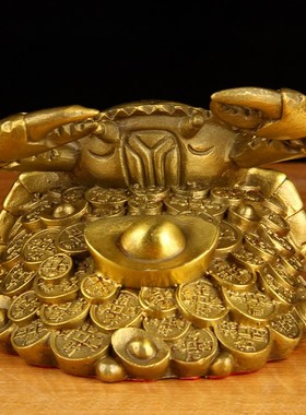 铜螃蟹摆件 横财铜螃蟹摆件