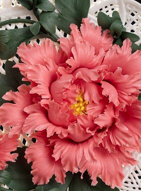 东方泥土手工陶瓷牡丹花挂盘客厅酒柜书房博古架装饰品开业乔迁礼