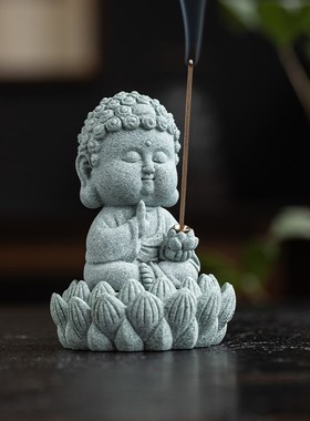 青砂石如来小佛摆件创意园艺盆景鱼缸微景观造景茶宠茶玩线香装饰