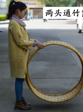 纯手工竹编小号大号马背摇两头通竹筐舞蹈道具民宿装饰圆形竹制品