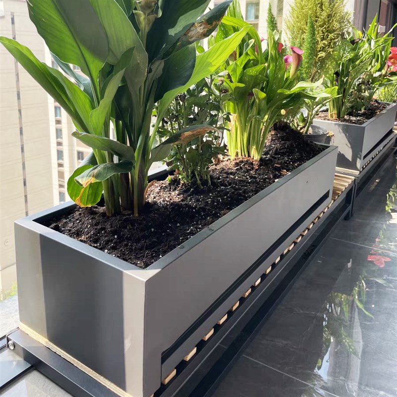 不锈钢种植花箱组合带接水盘室内外阳台金属花盆庭院成品花池定制 - 图2