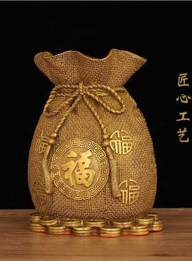 铜存钱罐玄摆件可存可取硬币OXK储罐存件钱袋福袋家居关聚宝盆存