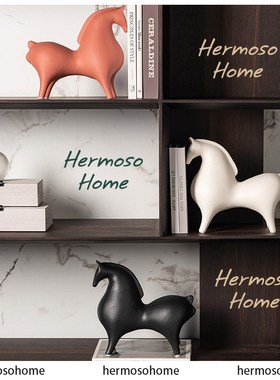 HERMOSO Horse白色马摆件陶瓷客厅桌面酒柜装饰品玄关乔迁新居