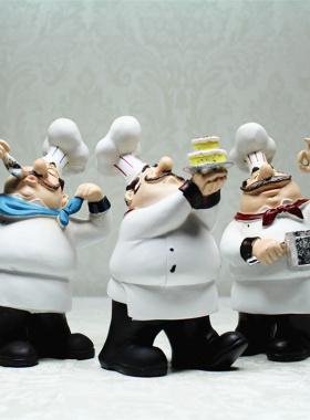 欧式复古创意厨师摆件餐厅咖啡馆家居客厅酒柜装饰品树脂人物摆设