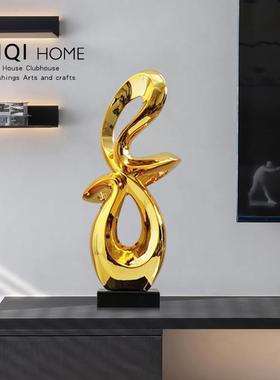 客现样板房轻奢艺术摆件厅玄关电视TZ-099旁边落代地雕塑软装饰工