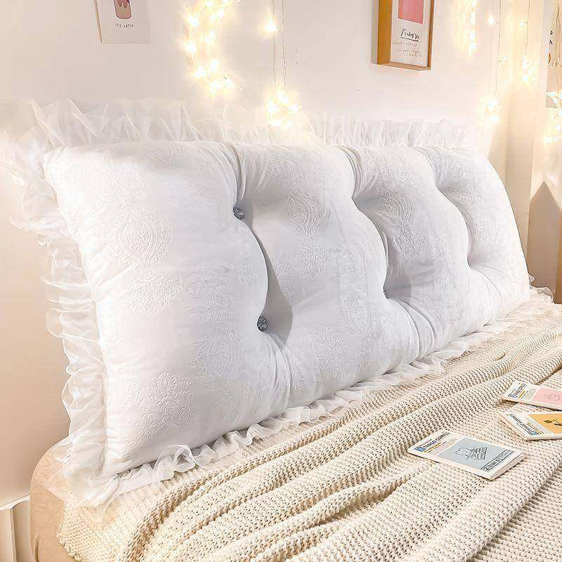 欧式轻奢床头靠垫高档雕绒靠靠背卧室双人UYU花边靠枕床上腰花拆,淘宝优惠券,粉丝福利购,淘宝优惠卷