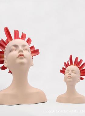 现简约人物摆件样房WWW售代楼处桌面茶几书柜人设物摆雕塑软装板