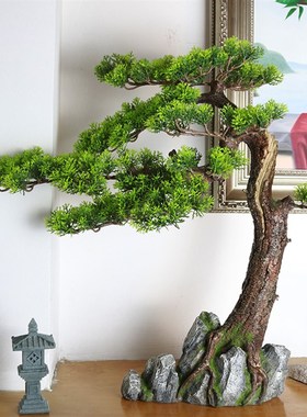 中式仿真假树梅花崖柏红枫园艺花卉盆景装饰景观树客厅家居假绿植