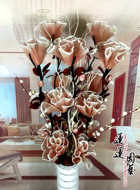 叶脉花仿真干花 落地花艺 客厅玄关装饰花假花大牡丹 富贵永生花
