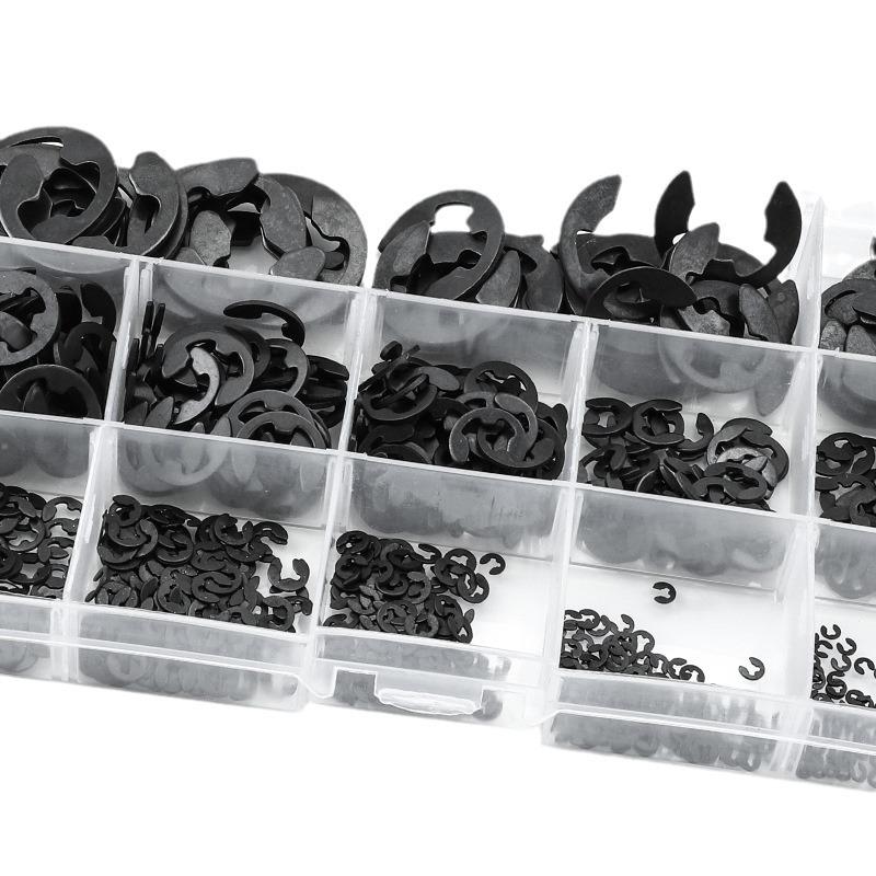碳钢黑色E型卡簧套装E型挡圈盒装跨境E形开口卡簧挡圈混装 - 图3