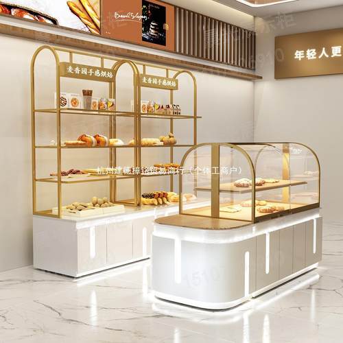 面包展示柜蛋糕模型柜烘焙边柜中岛柜收银台吧台冷藏柜台糕点柜 - 图0